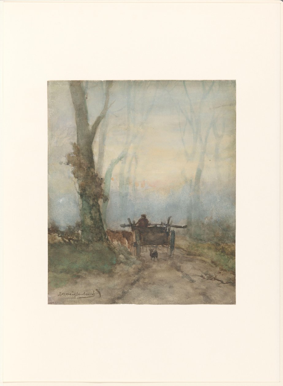 Bondevogn på skovvej af Johan Hendrik Weissenbruch (signed by artist)
