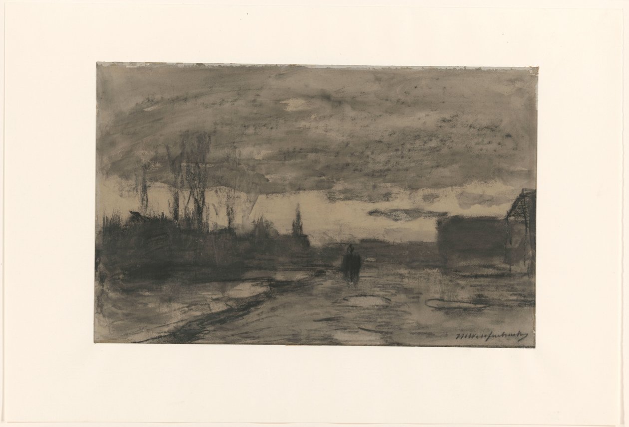 Udsigt til en kaj af Johan Hendrik Weissenbruch (signed by artist)
