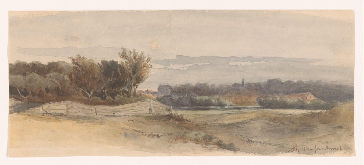 Panoramalandskab af Johan Hendrik Weissenbruch (signed by artist)