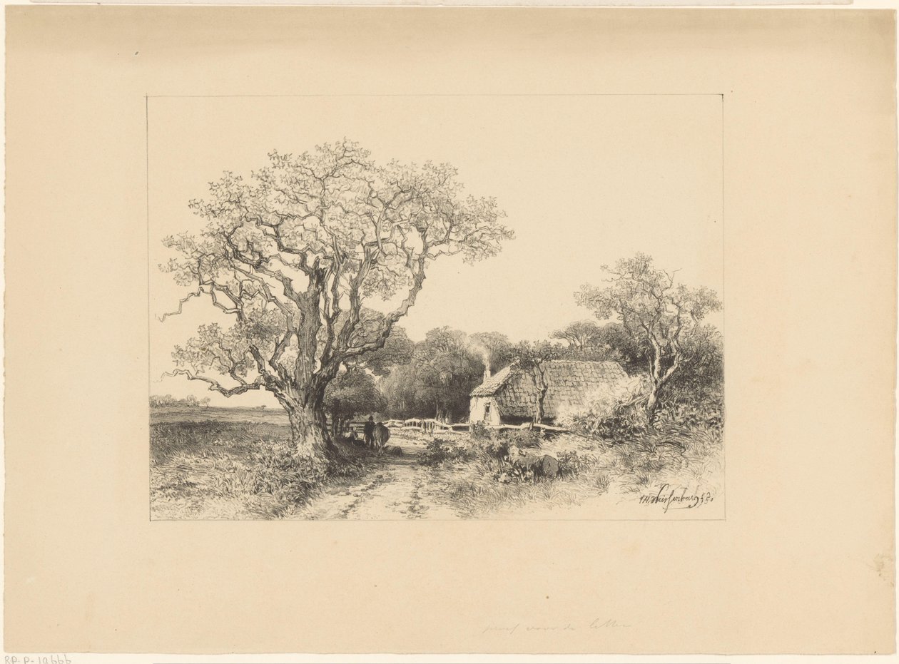 Landskab med gård af Johan Hendrik Weissenbruch