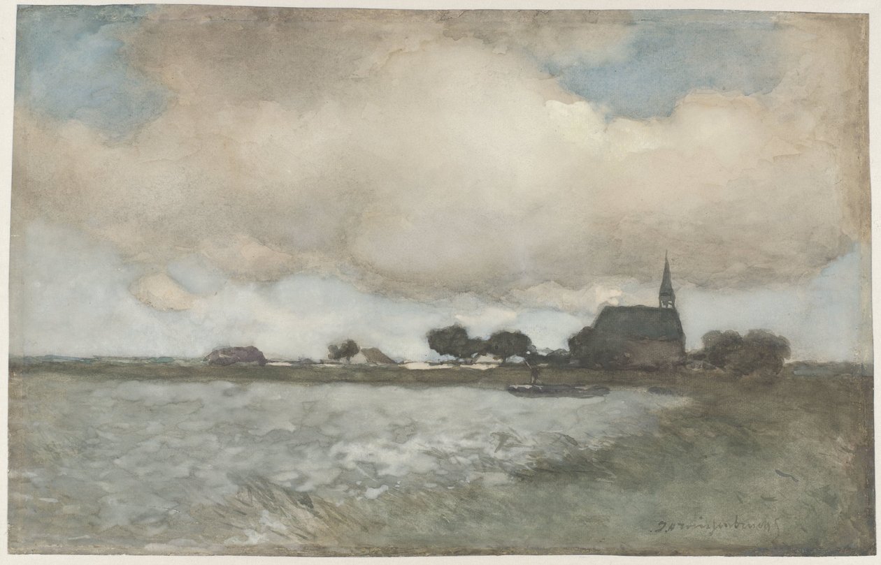 Udsigt over kirken ved Noordse Dorp nær Noorden Udsigt over kirken Noordse Dorp nær Noorden af Johan Hendrik Weissenbruch