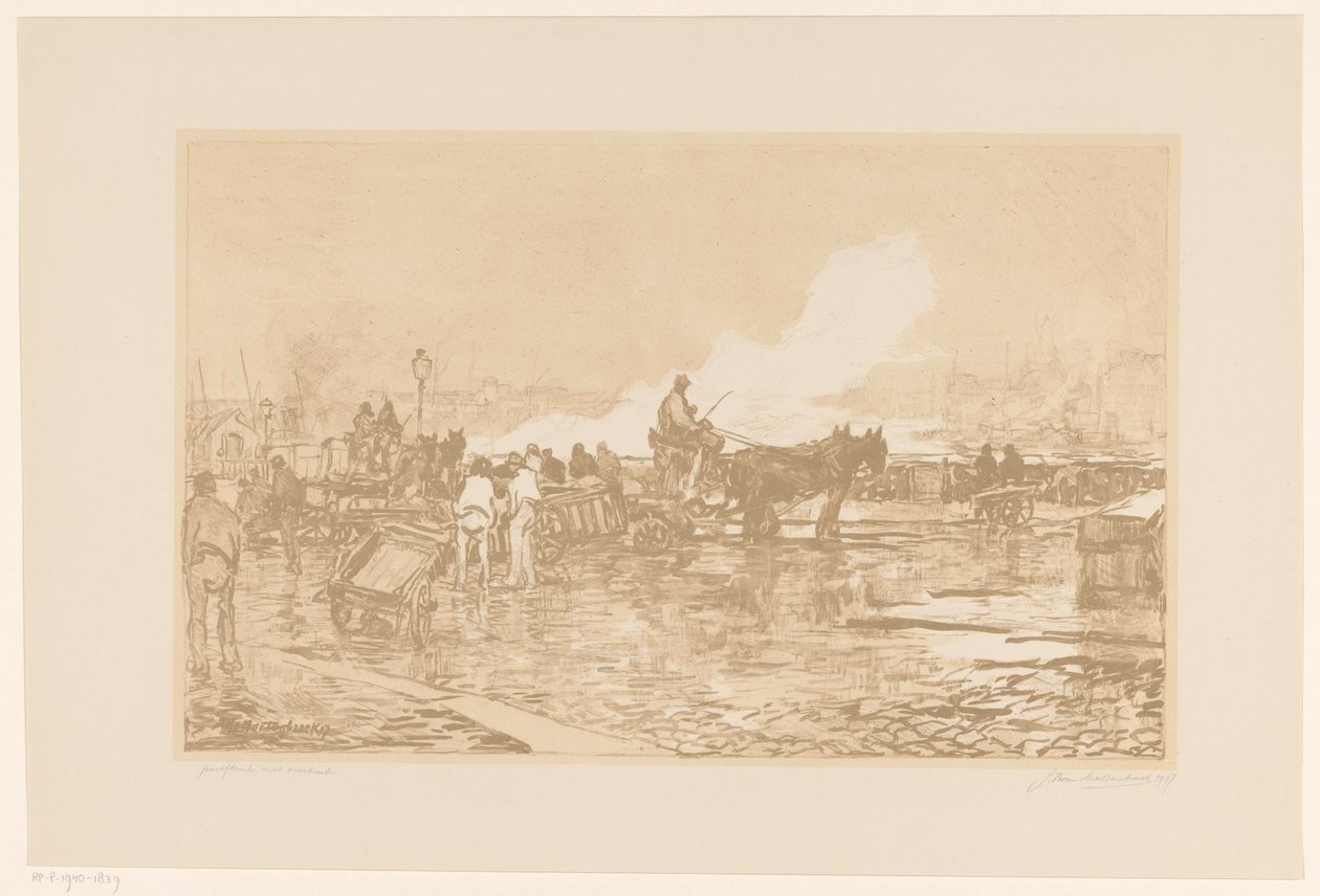 Havneudsigt i Rotterdam af Johan Hendrik van Mastenbroek (signed by artist)