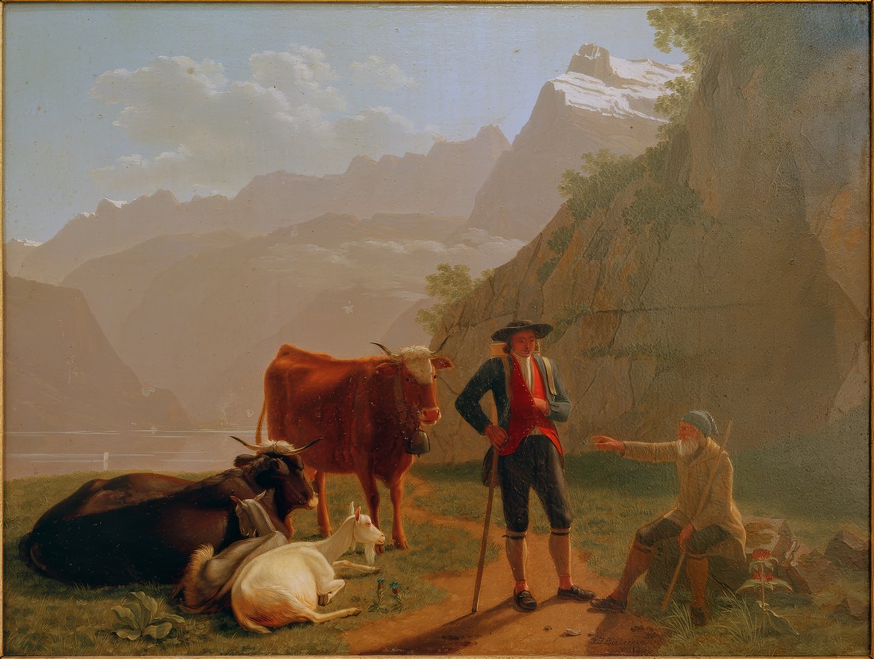 Luzernsøen med hyrder af Johan Jakob Biedermann