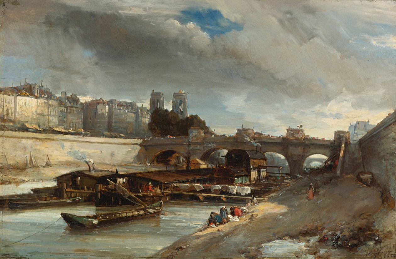 Bådvask nær Pont Neuf, Paris af Johan Jongkind
