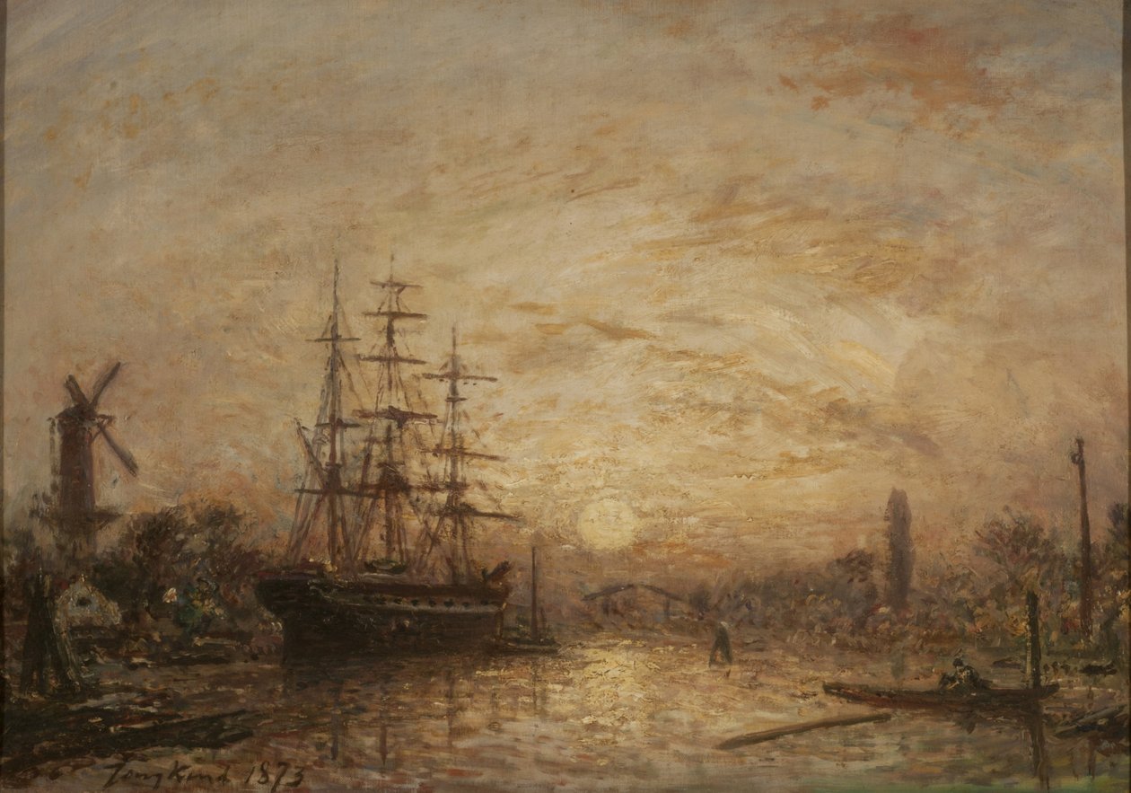 Solnedgang i Holland af Johan Jongkind