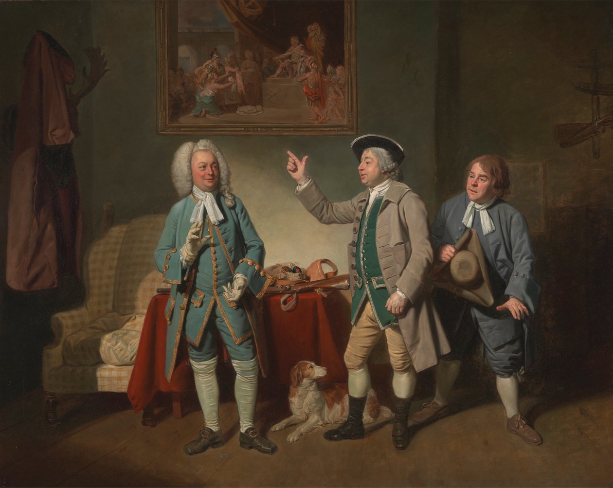 Edward Shuter, John Beard og John Dunstall i Isaac Bickertons "Love in a Village" af Johan Joseph Zoffany RA