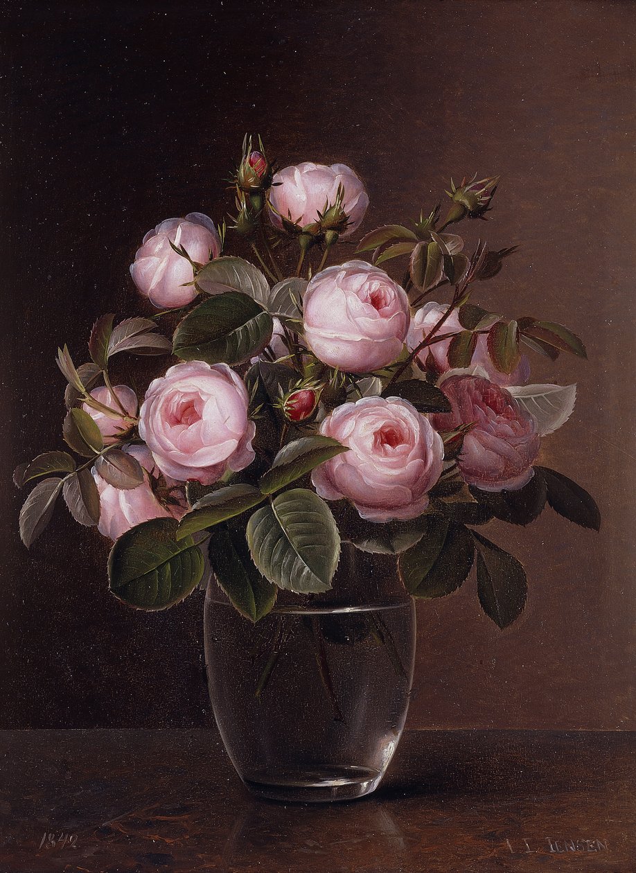 Roser i en glasvase, 1842 af Johan Laurents Jensen
