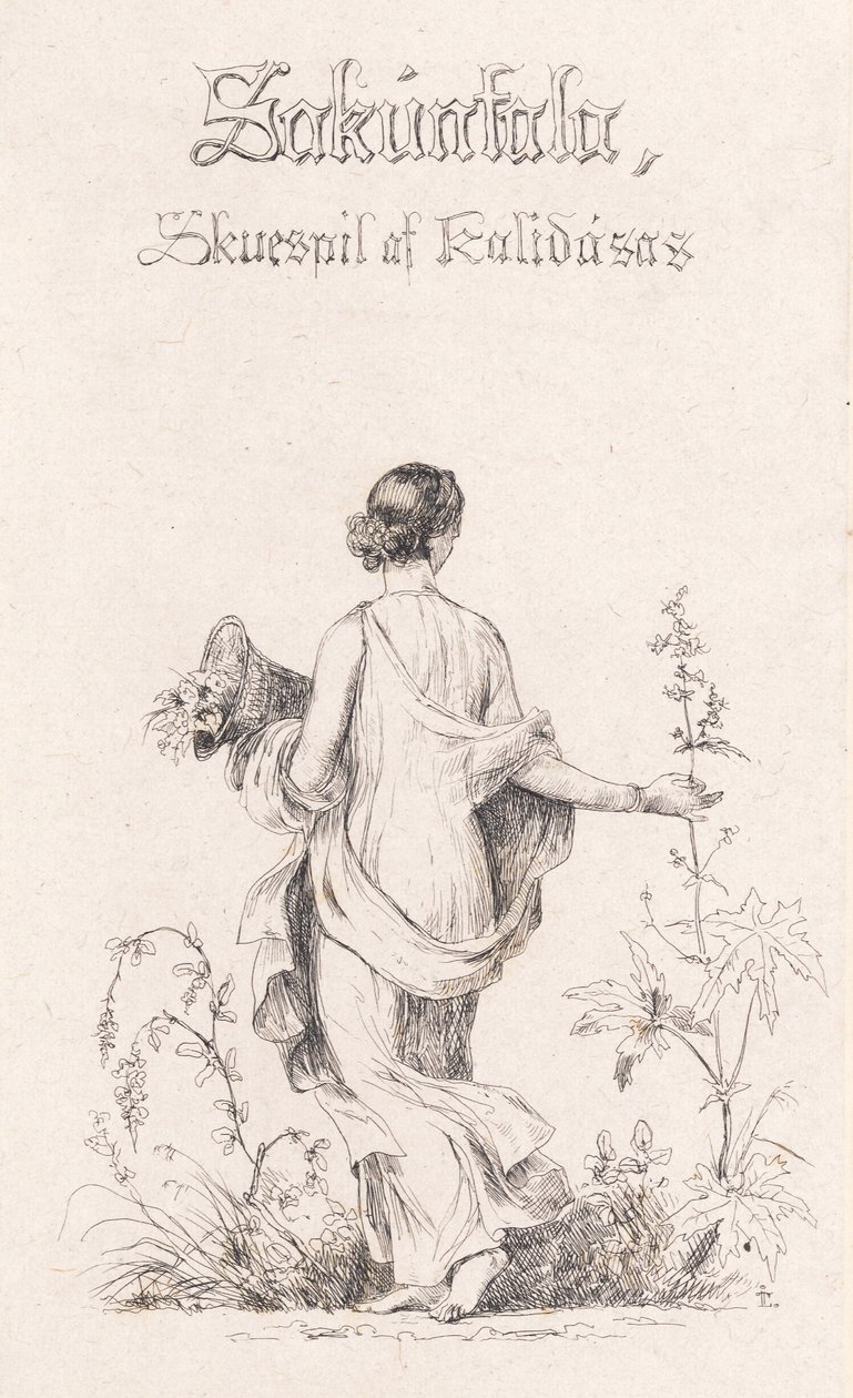 Danish: Blomstersamlerske af Johan Lundbye