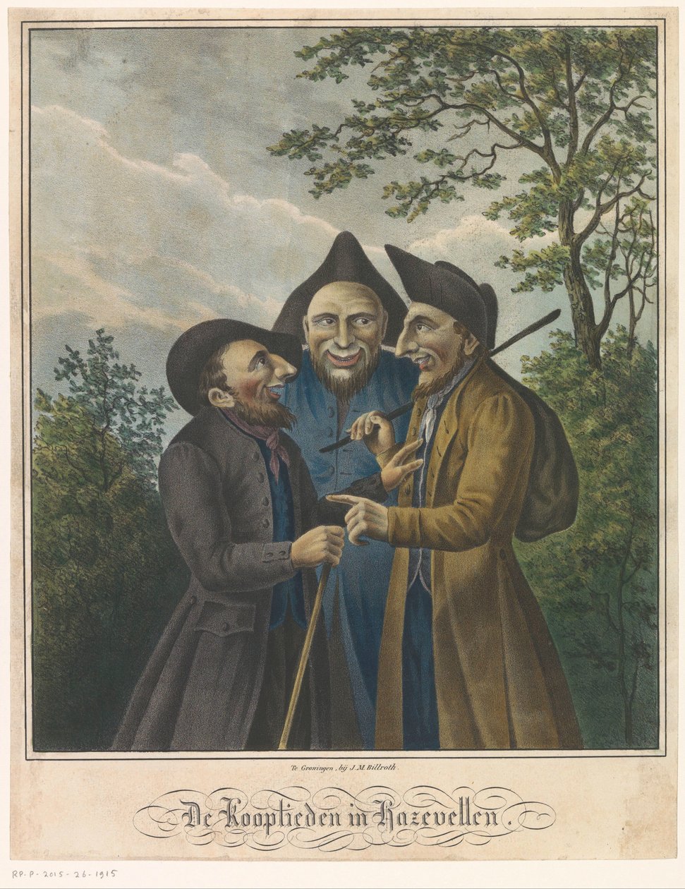Tre jødiske købmænd The Merchants in Hazels (titel på objekt) af Johan Martin Billroth (possibly)