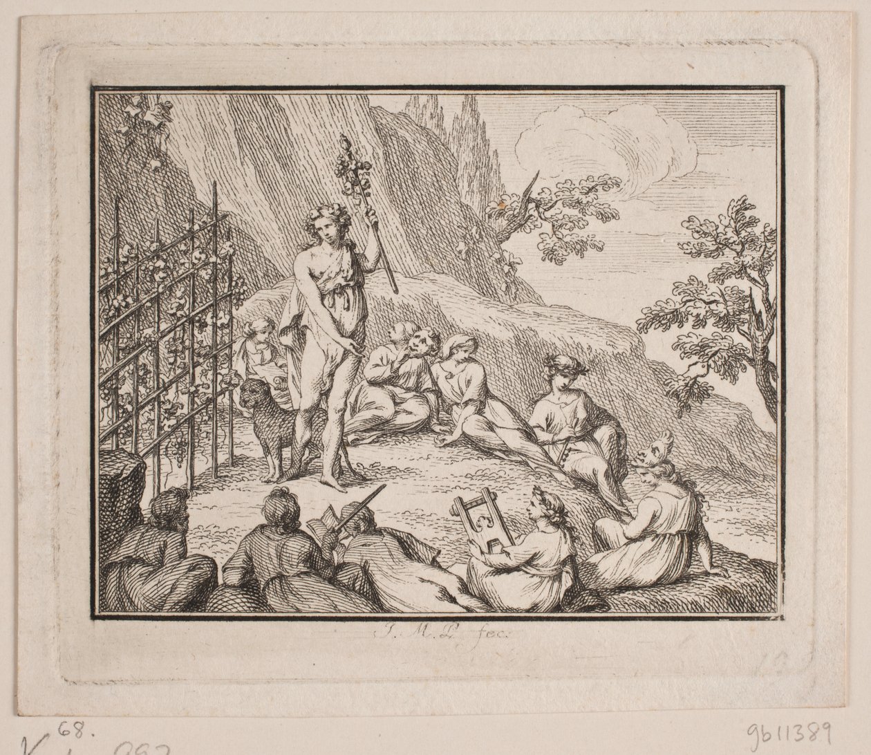 Vignet. Bacchus og muserne af Johan Martin Preisler