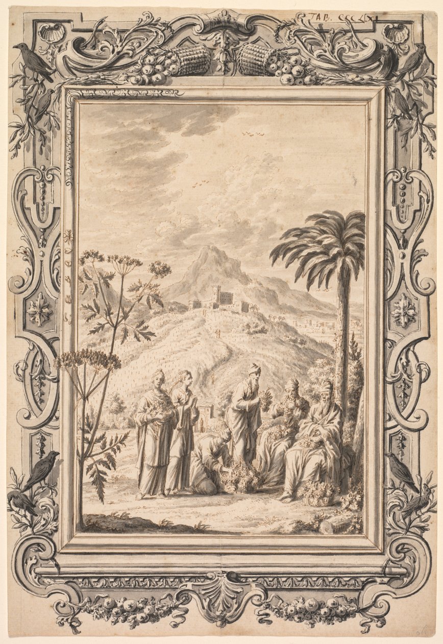 Illustration og kantdesign til Kupfer-Bibel Copper Bible, ca. 1730. af Johan Melchior Füssli