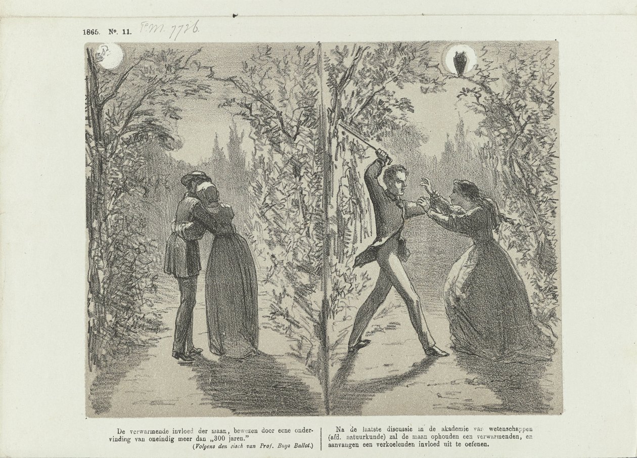 Tegnefilm om månens indflydelse, 1865 af Johan Michaël Schmidt Crans