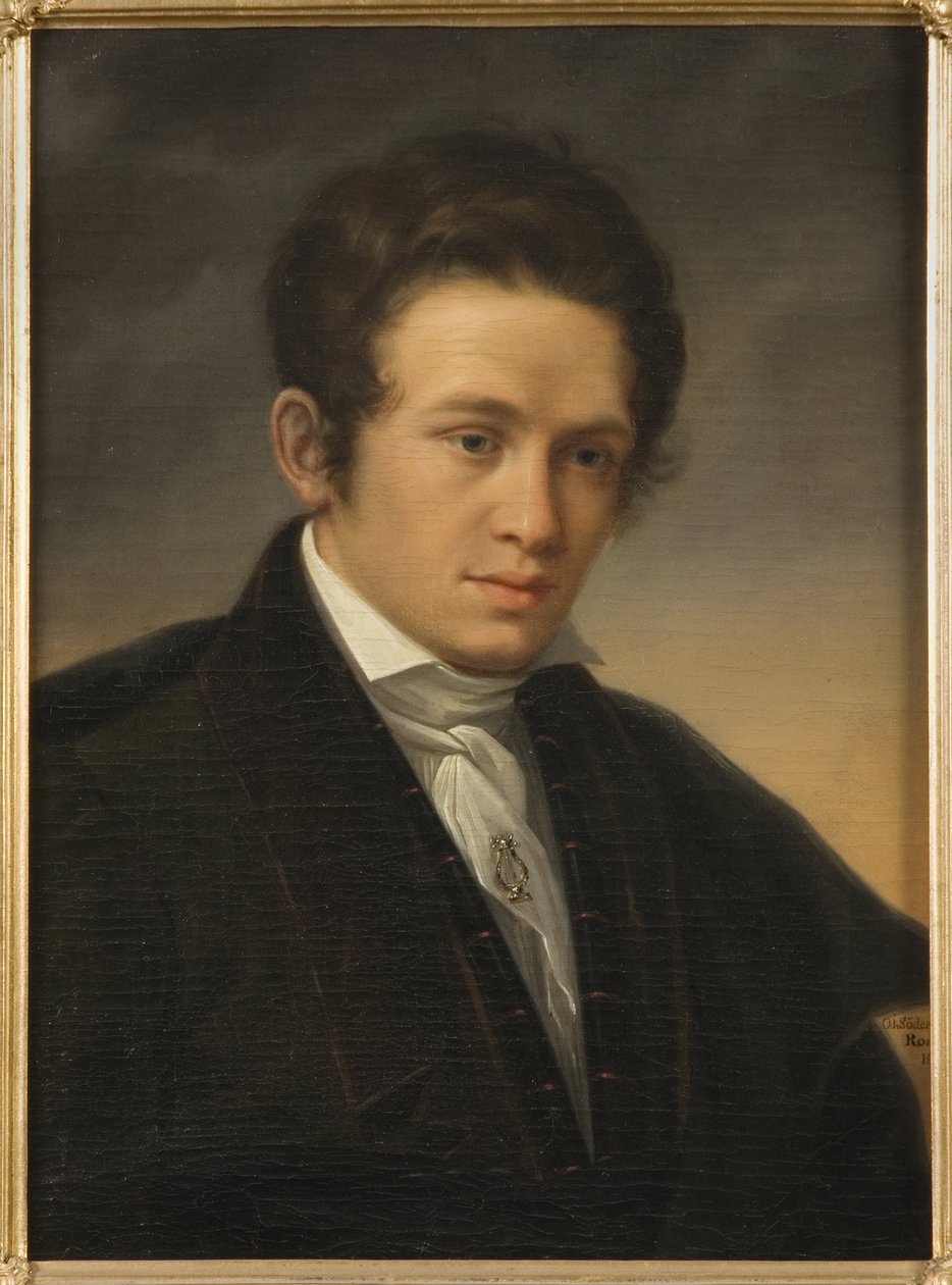 Portræt af digteren Karl August Nicander (1799-1839), af Sodermark, Olof Johan (1790-1848). Olie på lærred af Johan Olaf Sodermark