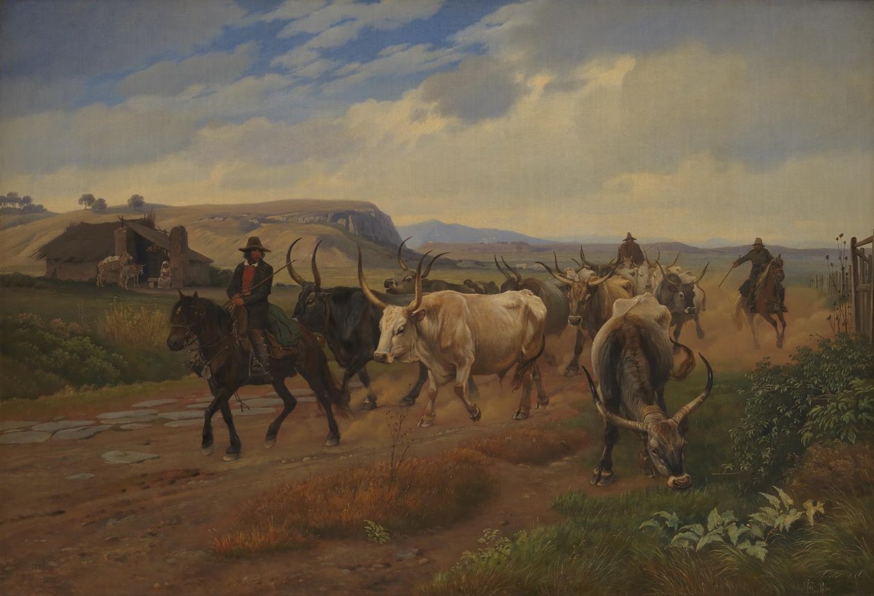 En flok okser i den romerske Campagna af Johan Thomas Lundbye