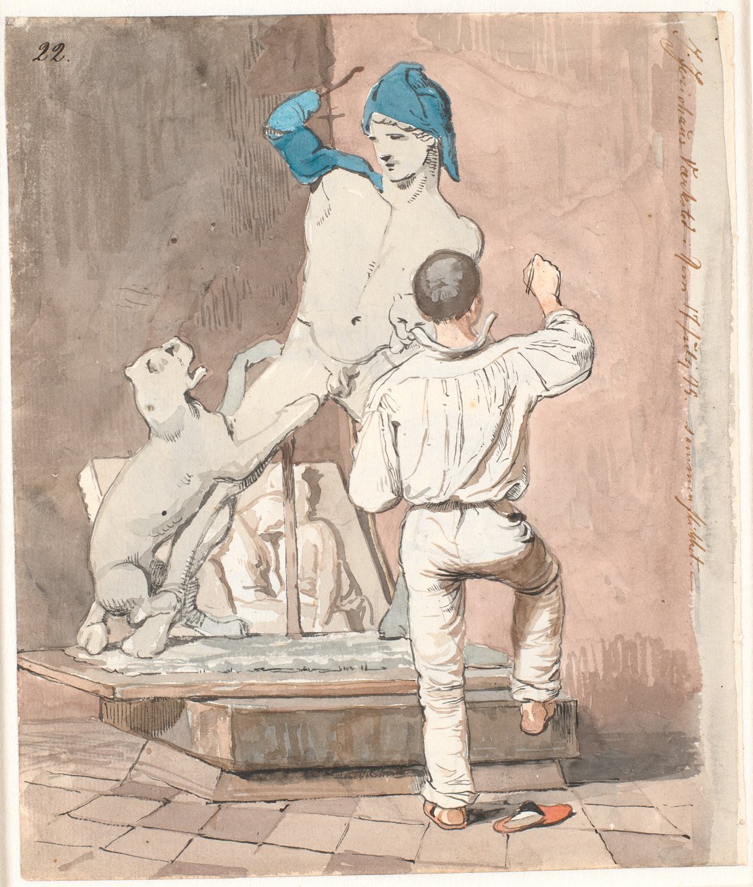 Billedhuggeren J.A. Jerichau i sit atelier i Rom af Johan Thomas Lundbye
