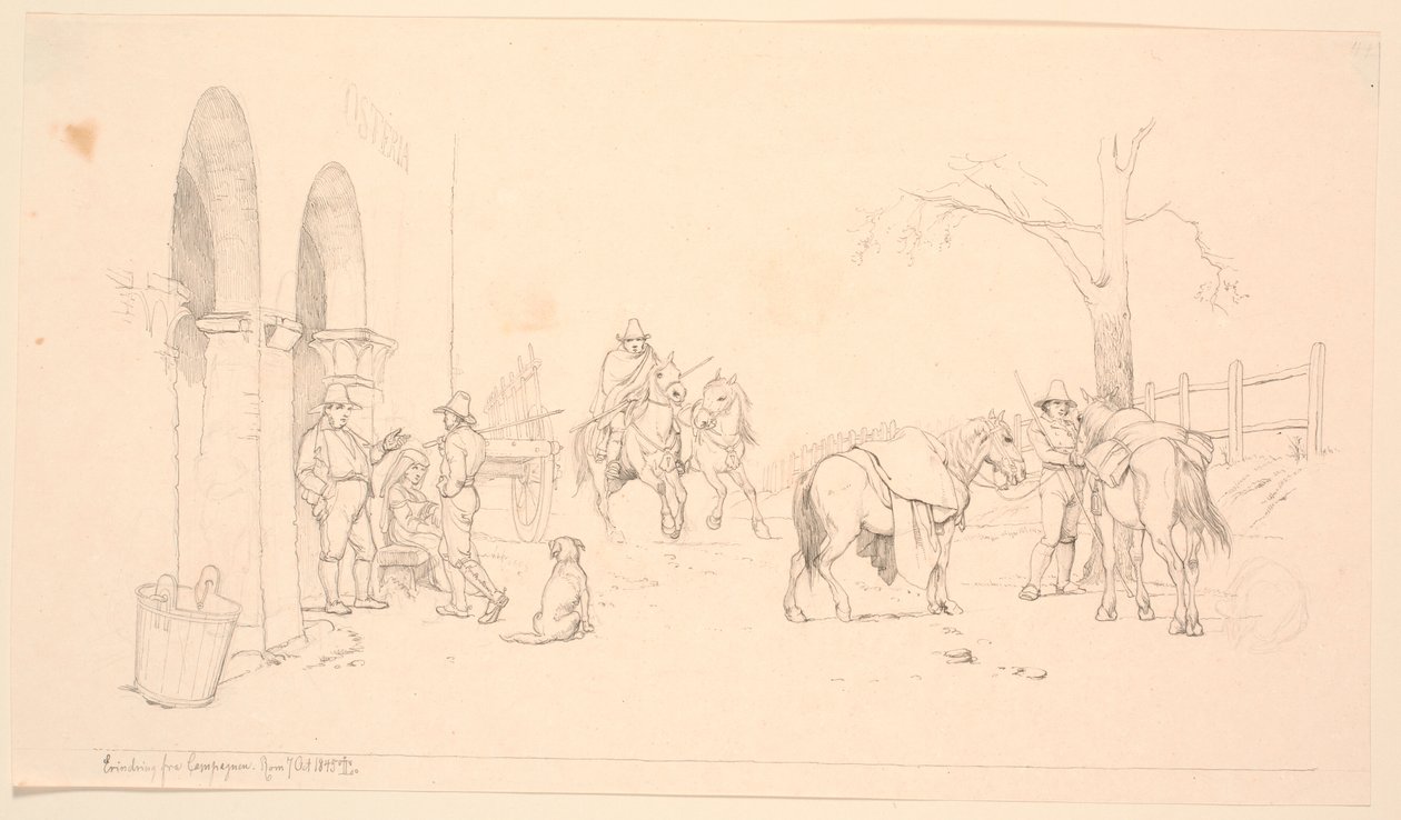 Campagnoler udenfor et osteri af Johan Thomas Lundbye