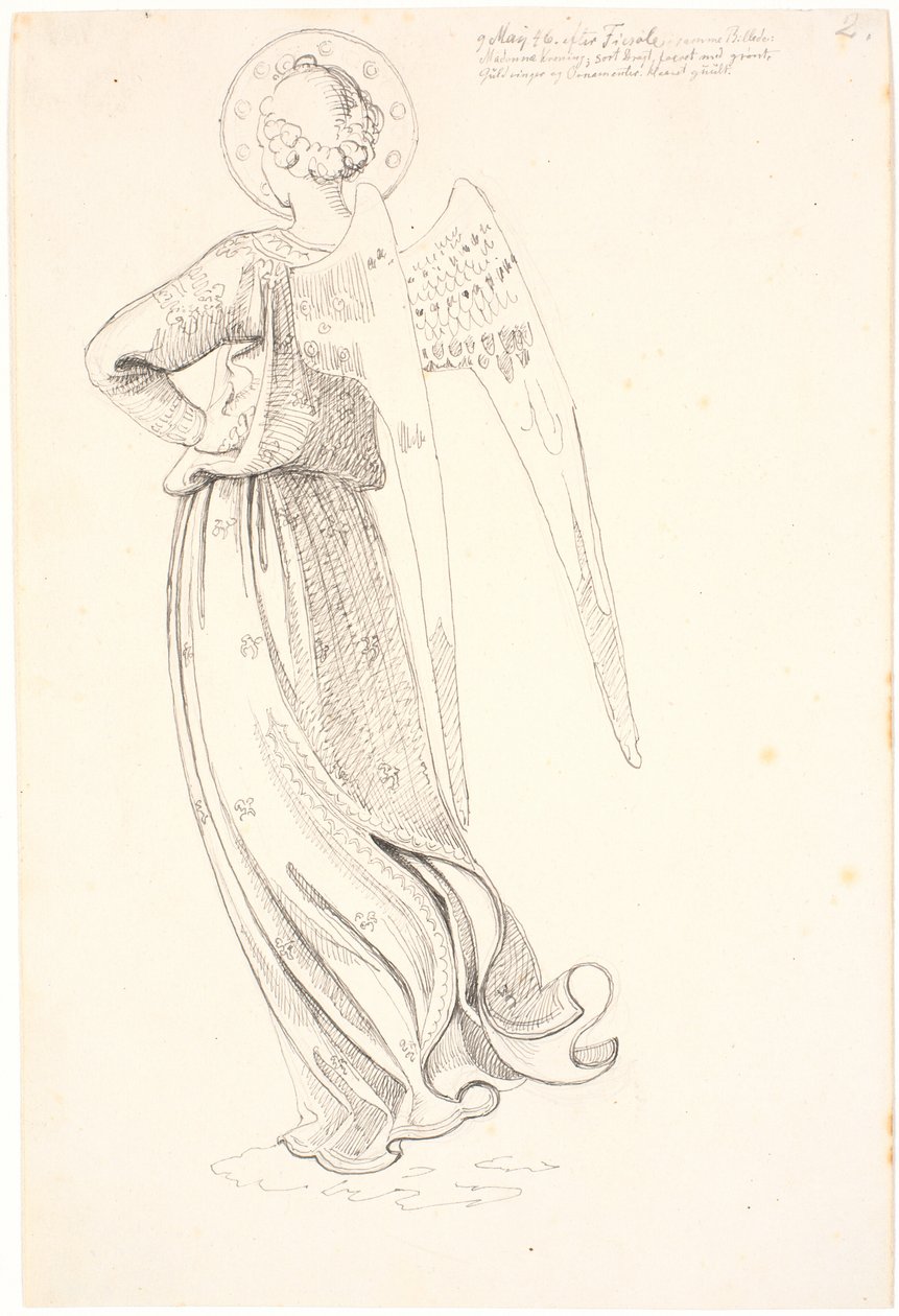 Engel set fra ryggen - efter Fra Angelico af Johan Thomas Lundbye