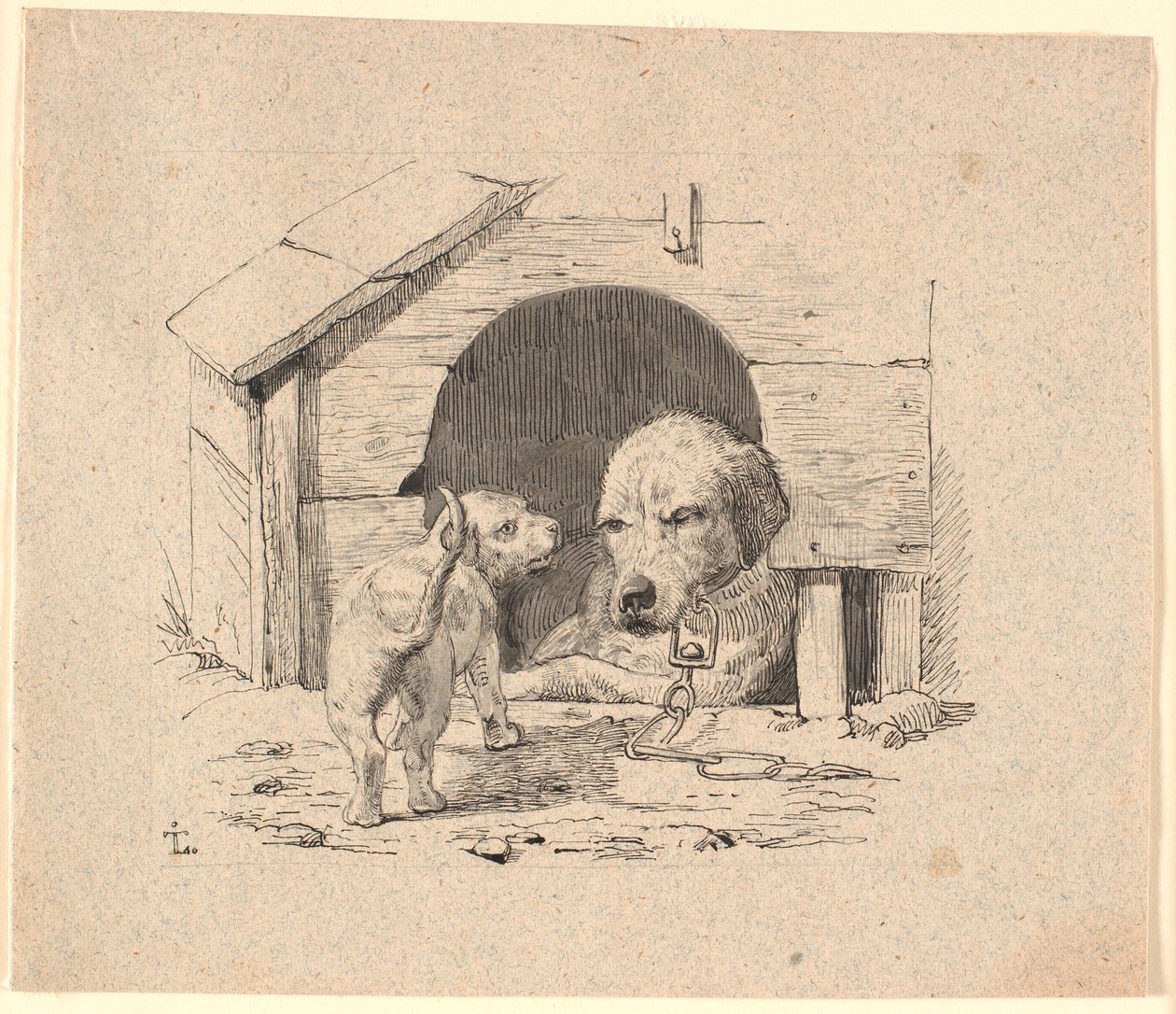 Hundehvalpen. Illustration til Kaalunds "Fabler for Børn". Se kommentar fra arkkatalog. af Johan Thomas Lundbye