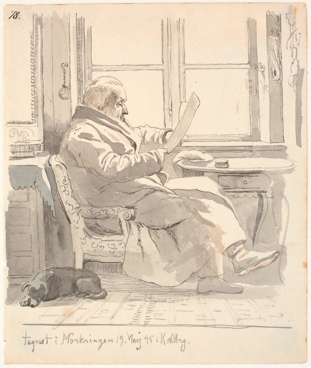 Portræt af J. Th. Lundbyes bedstefar, justitsråd og toldforvalter E. Bonnevie af Johan Thomas Lundbye