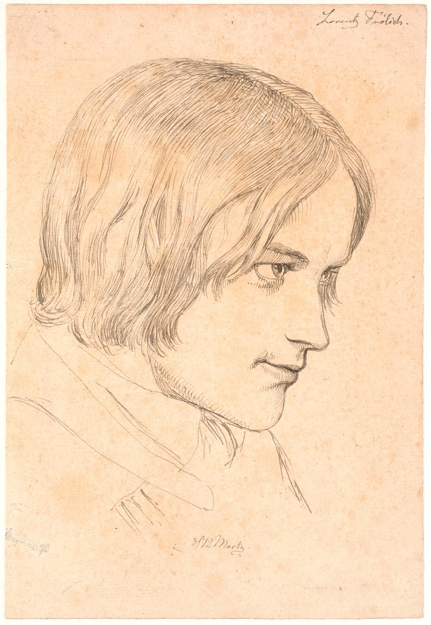 Portræt af maleren Lorenz Frølich (1820-1908) af Johan Thomas Lundbye