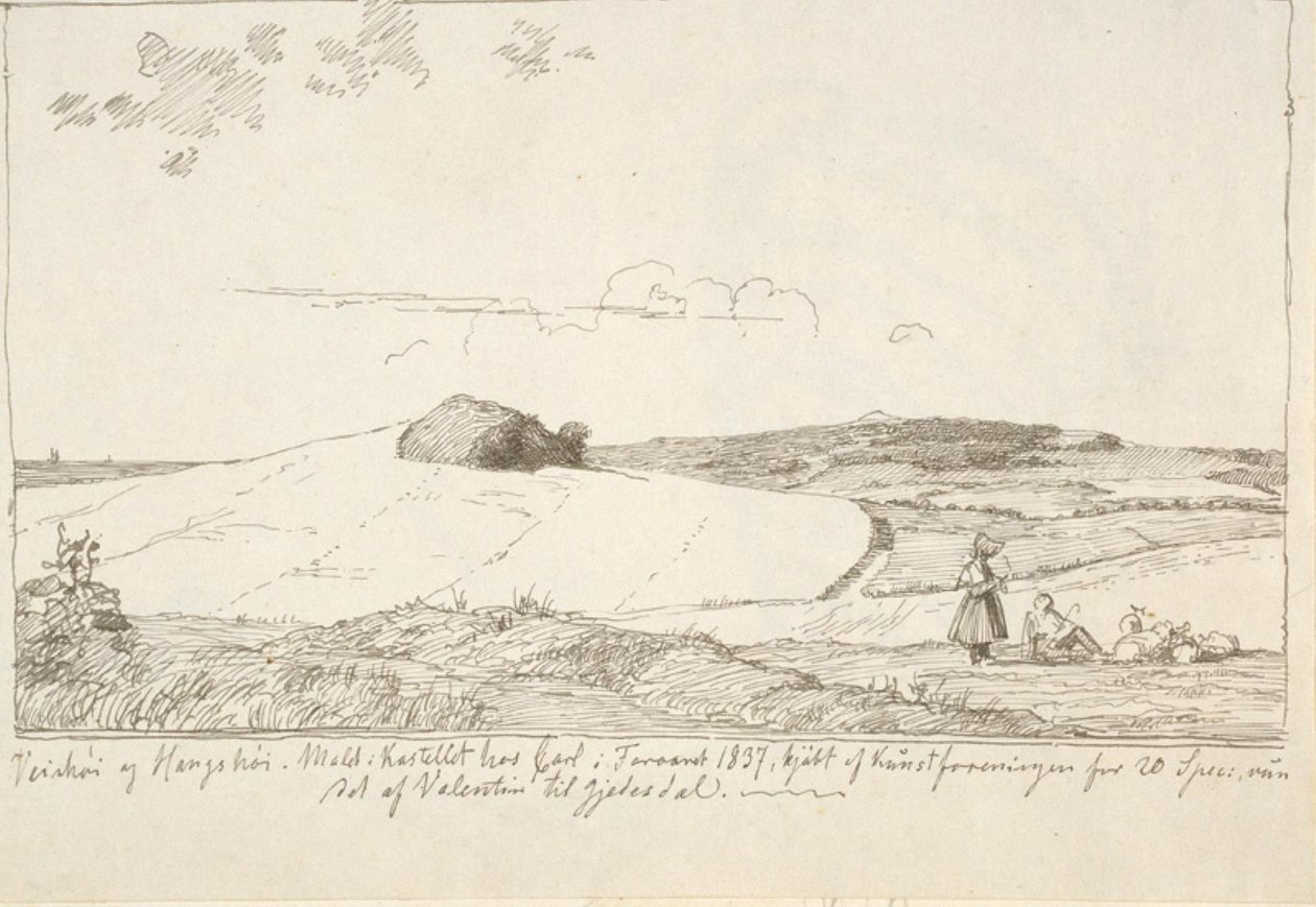 Sjællandsk landskab. I baggrunden Vejrhøj, indklæbet f.n. side 6 af Johan Thomas Lundbye