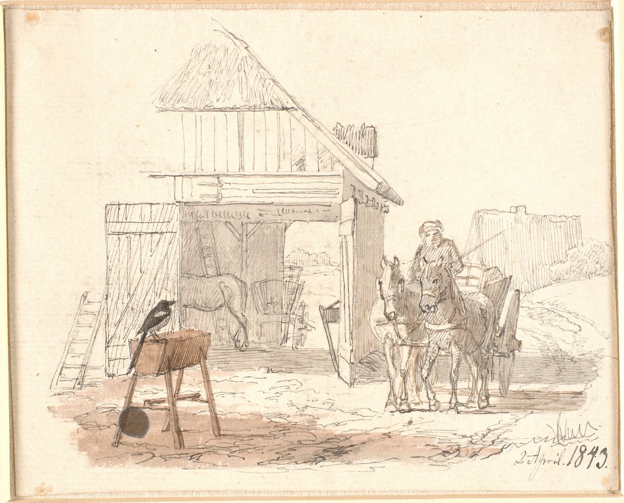 Skaden. Illustration til Kaalunds "Fabler for Børn". Se kommentar fra arkkatalog. af Johan Thomas Lundbye