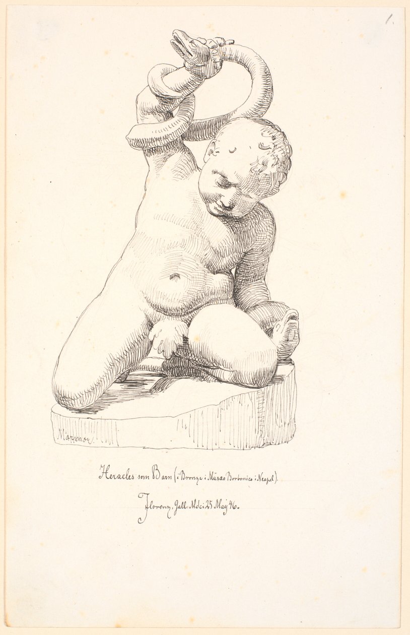 Studier efter en figur af en dreng med en slange af Johan Thomas Lundbye