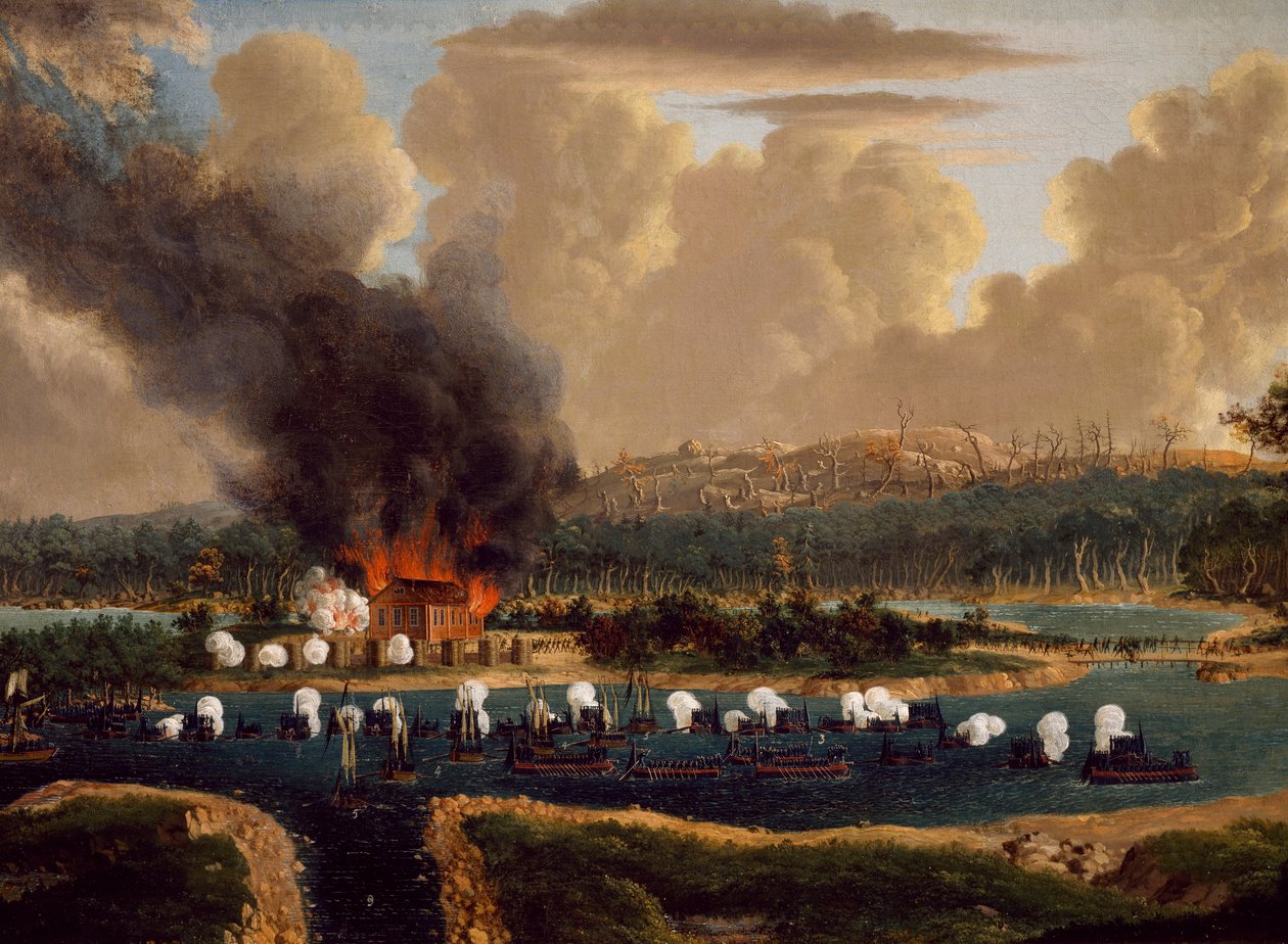 Slaget ved Vransarii mod Rusland om kontrollen over fjordene ved Kockis Kapell, 16. juni 1790, af Johan Tietrich Schoultz (1754-1807), Russisk-svenske krige, Sverige af Johan Tietrich Schoultz