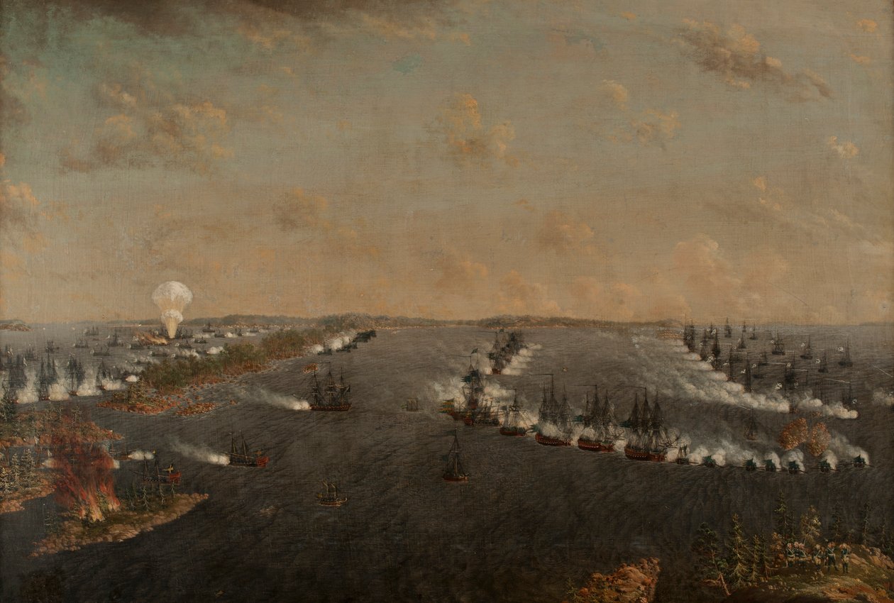 Første russisk-svenske slag ved Rochensalm den 24. august 1789, ca. 1790. af Johan Tietrich Schoultz