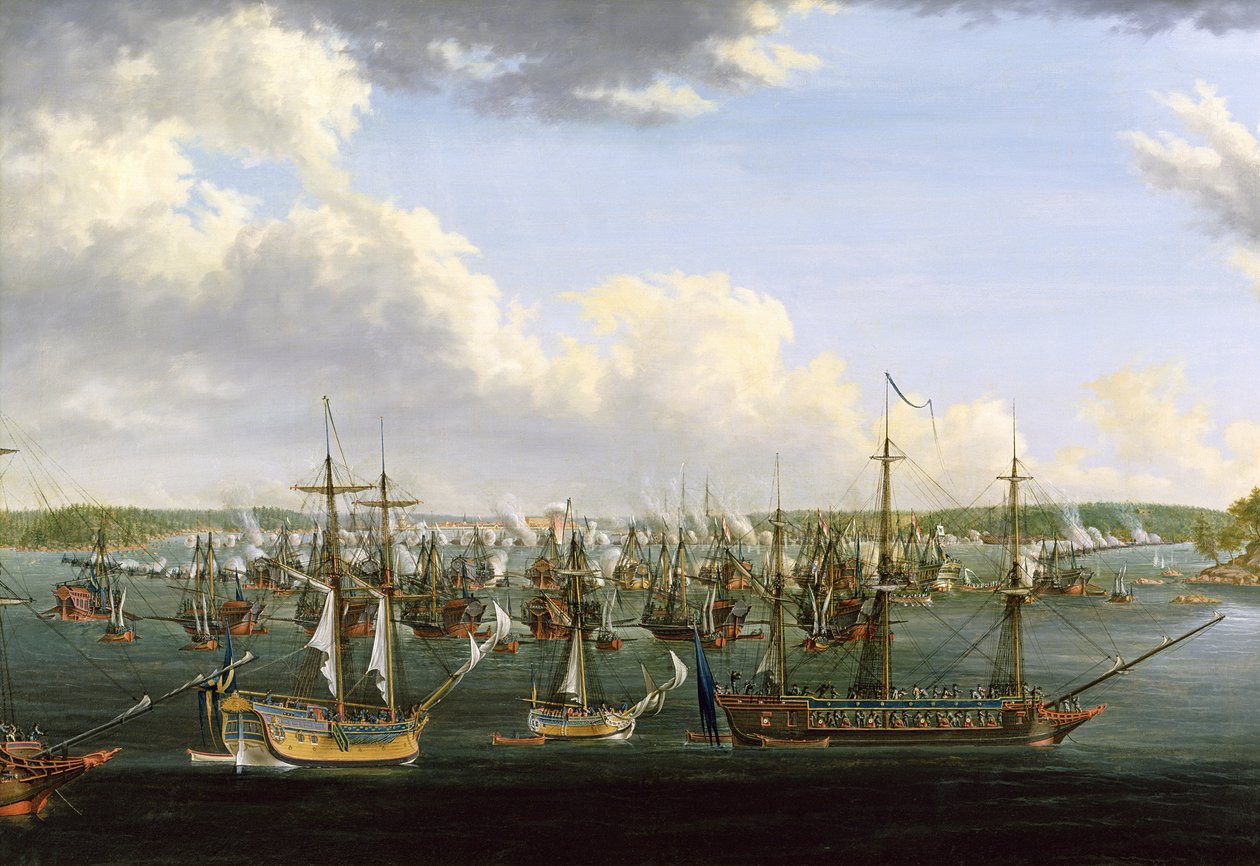 Slaget ved Fredrikshamn, 15. maj 1790 olie på lærred af Johan Tietrich Schoultz
