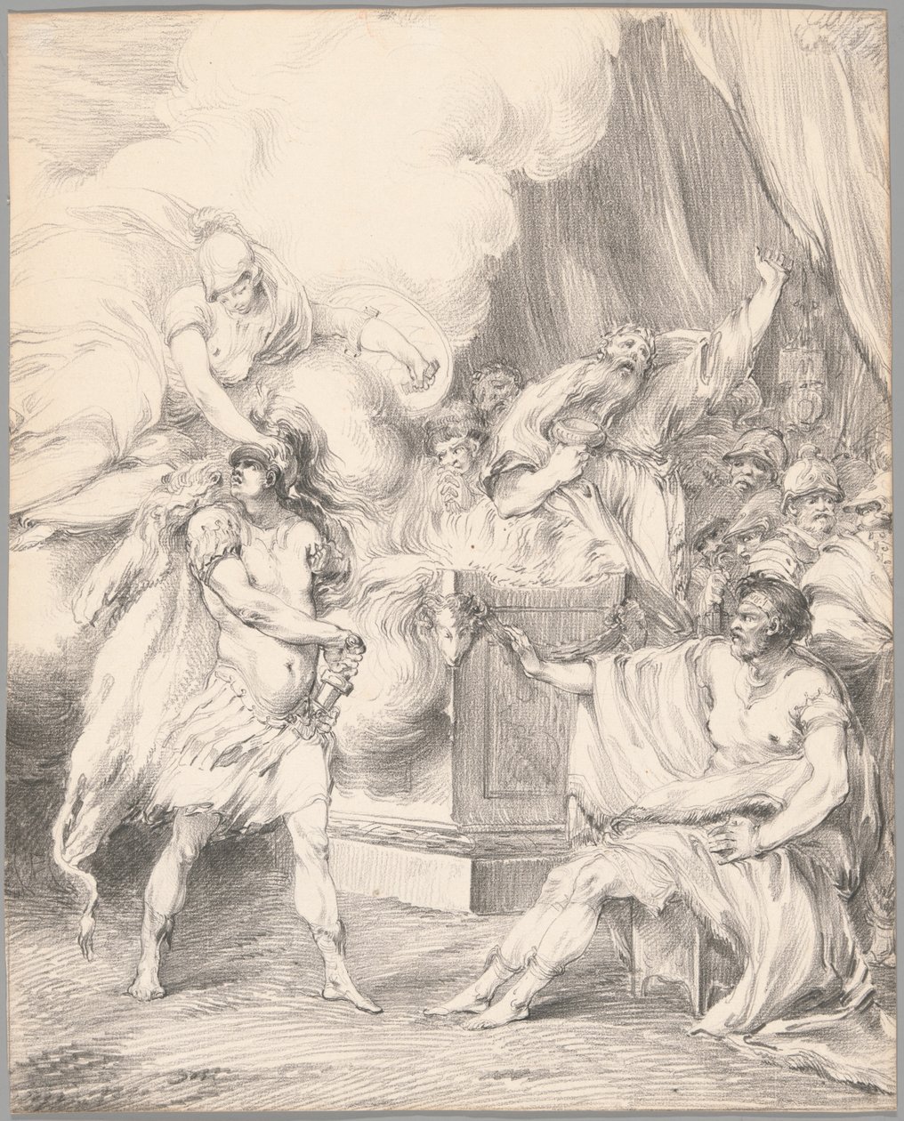 Achilleus fastholdt af Athene i Agamemnons telt, fra Iliaden, Bog I af Johan Tobias Sergel