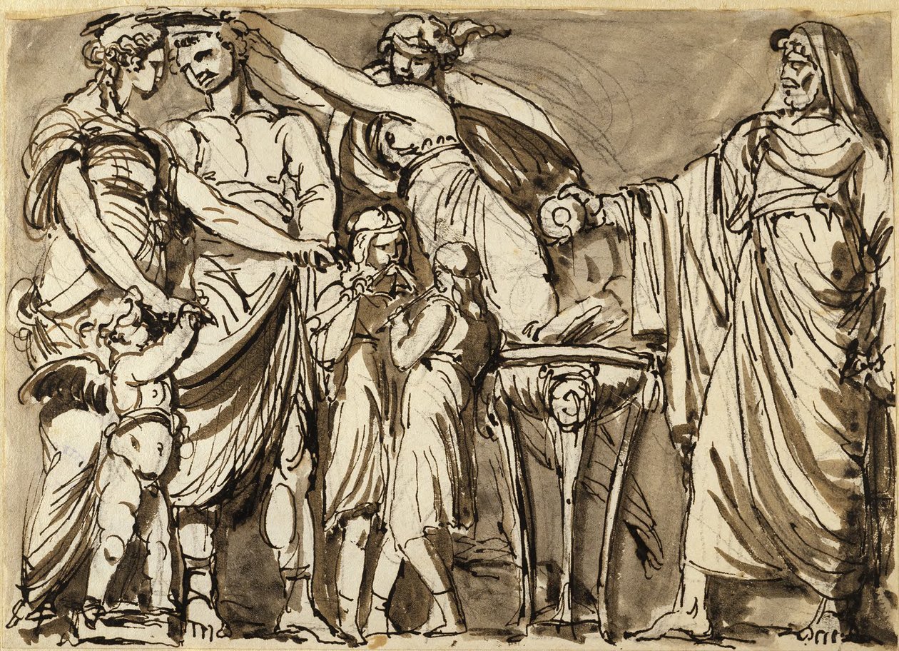 Udkast til relief med en antik bryllupsscene af Johan Tobias Sergel