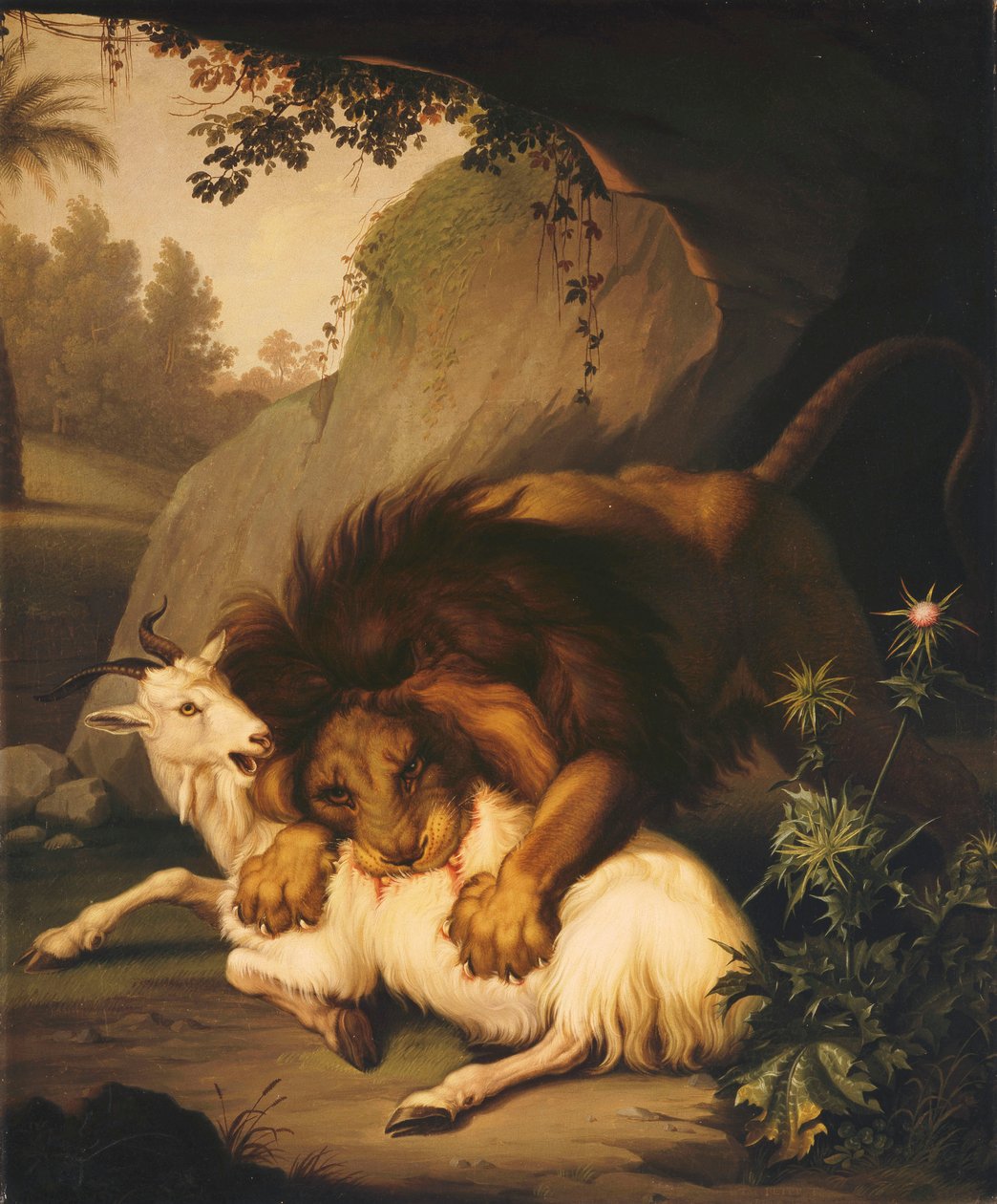 En løve angriber en ged, 1785 af Johan Wenzel Peter
