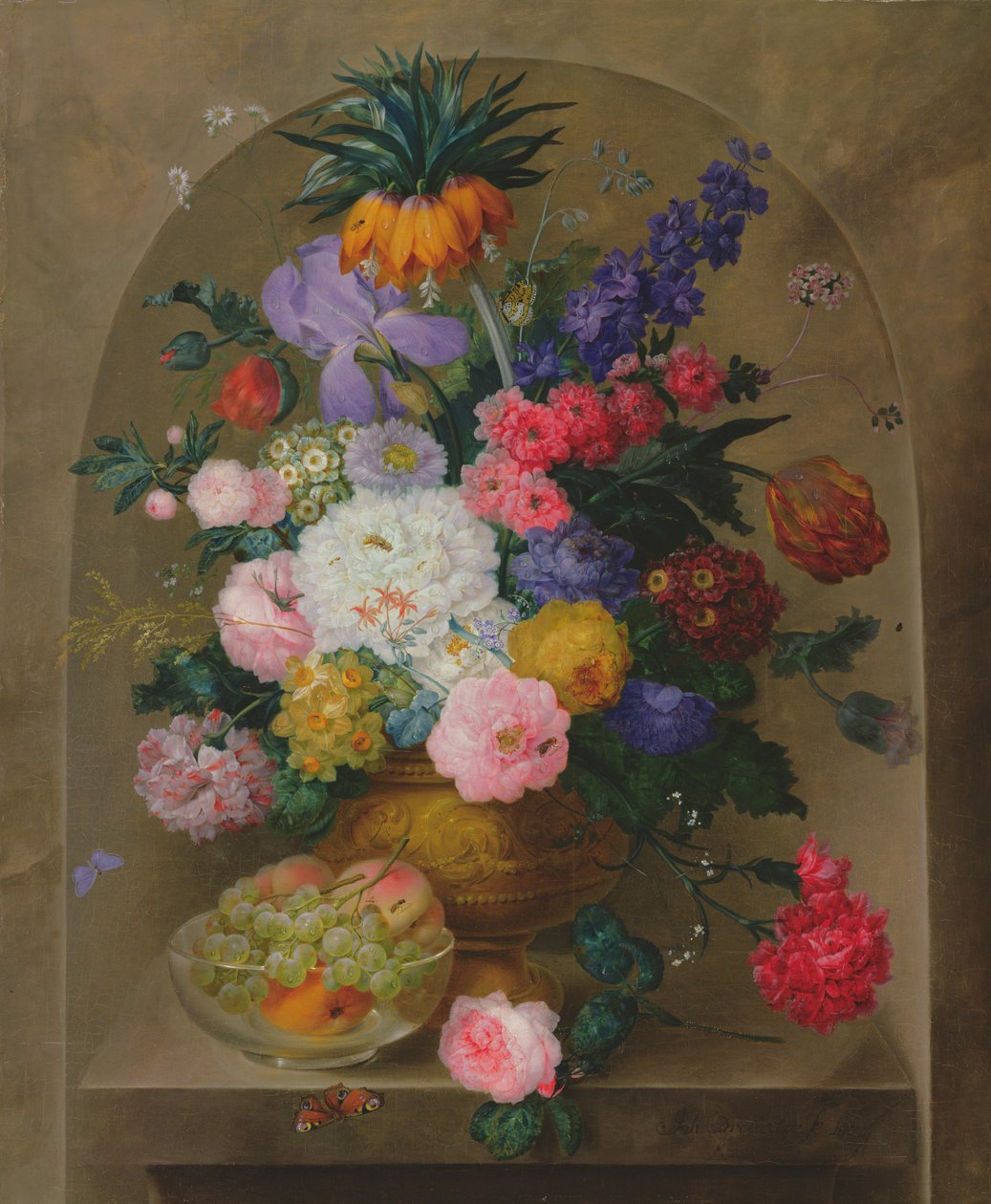 Stilleben med frugt og blomster, 1807 af Johann Baptist Drechsler