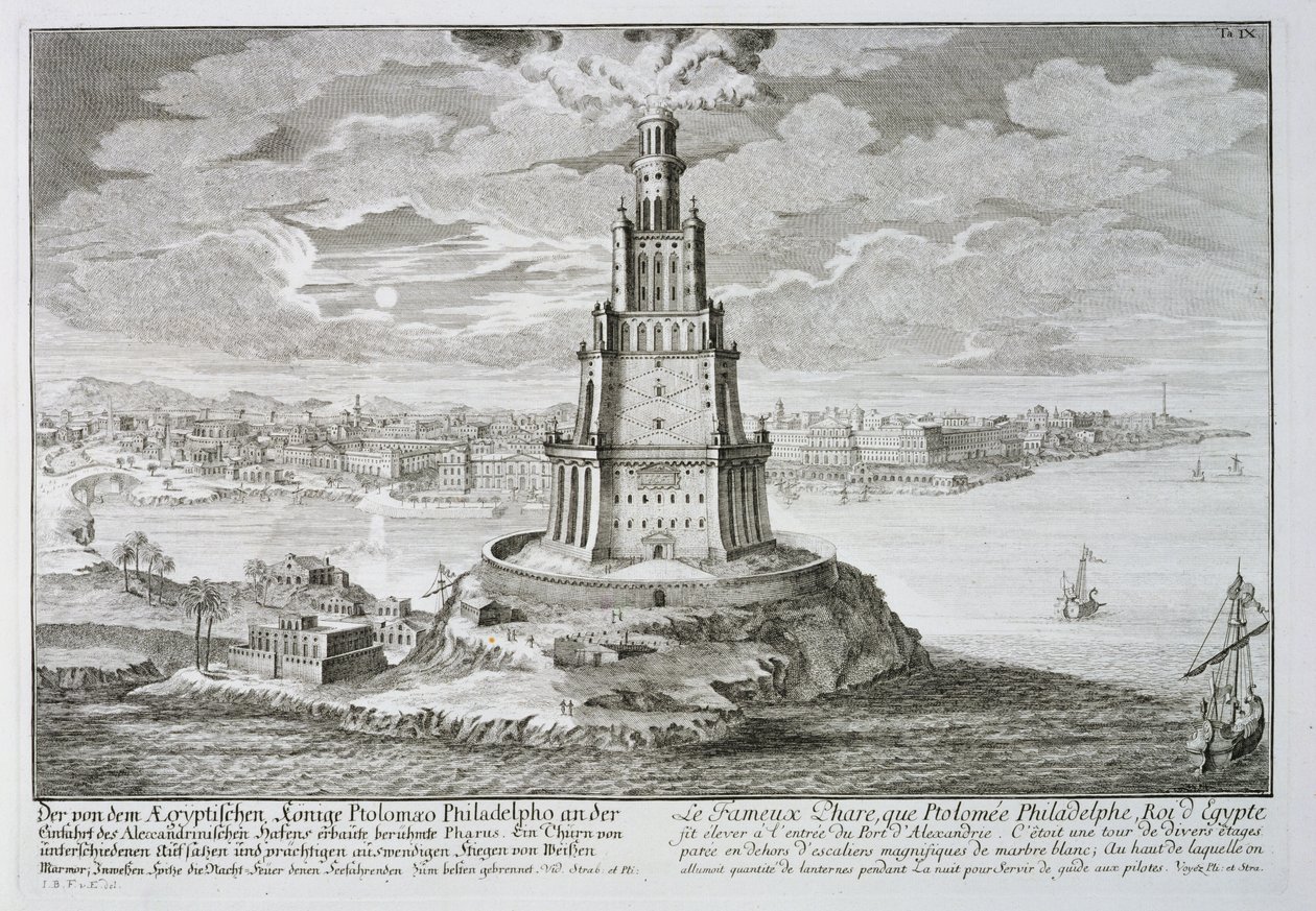 Fyrtårn i Alexandria, bygget af Ptolemæus den Store (36-efter 30 f.Kr.), Egypten, fra 