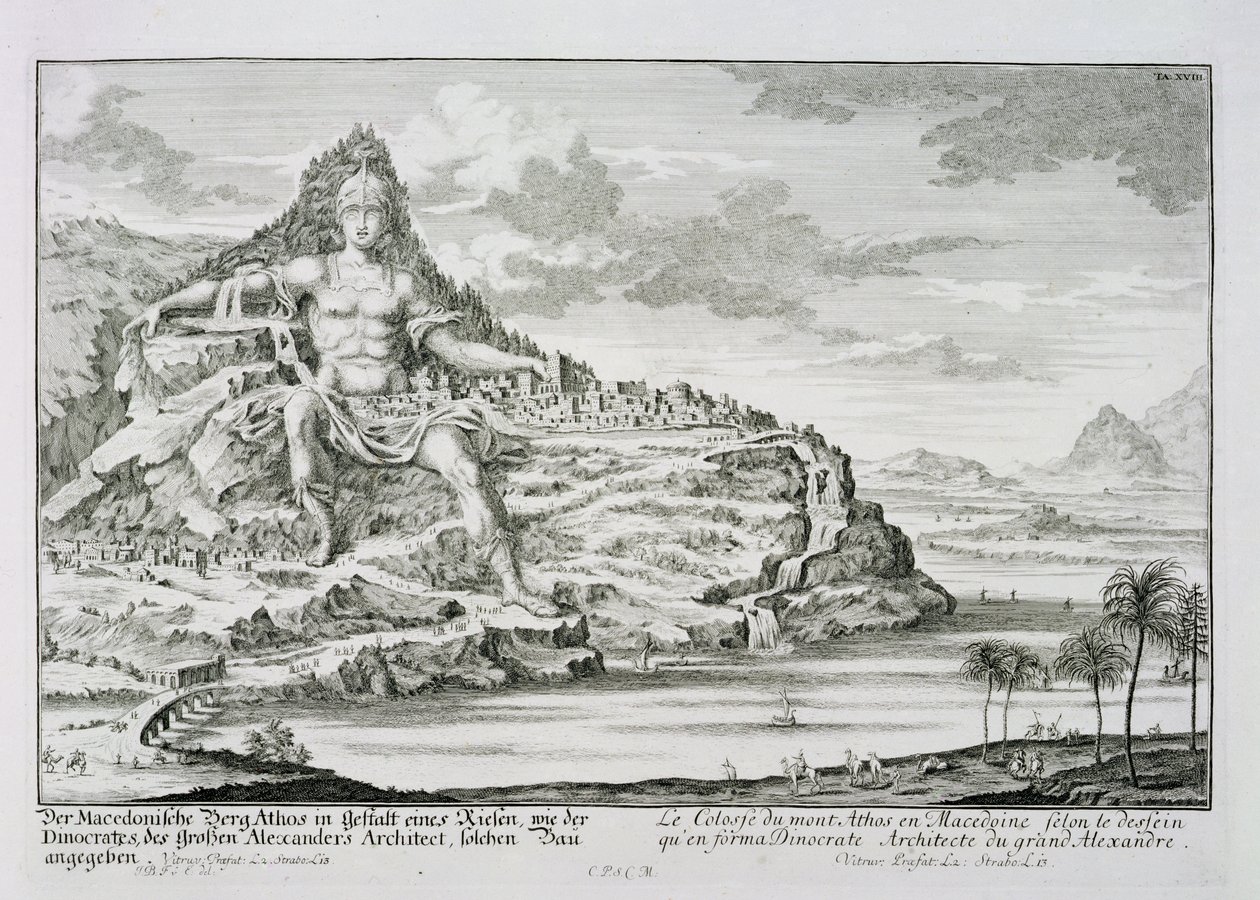 The Colossus of Mount Athos, Makedonien, et design af Dinocrates, Alexander den Stores arkitekt, plade 18 fra 