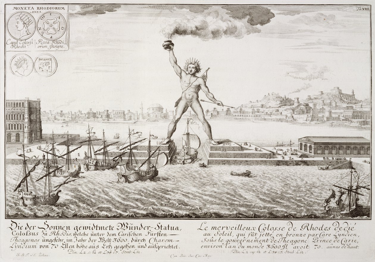 Kolossen på Rhodos, fra "Draft of a Historical Architecture", 1721 af Johann Bernhard Fischer von Erlach