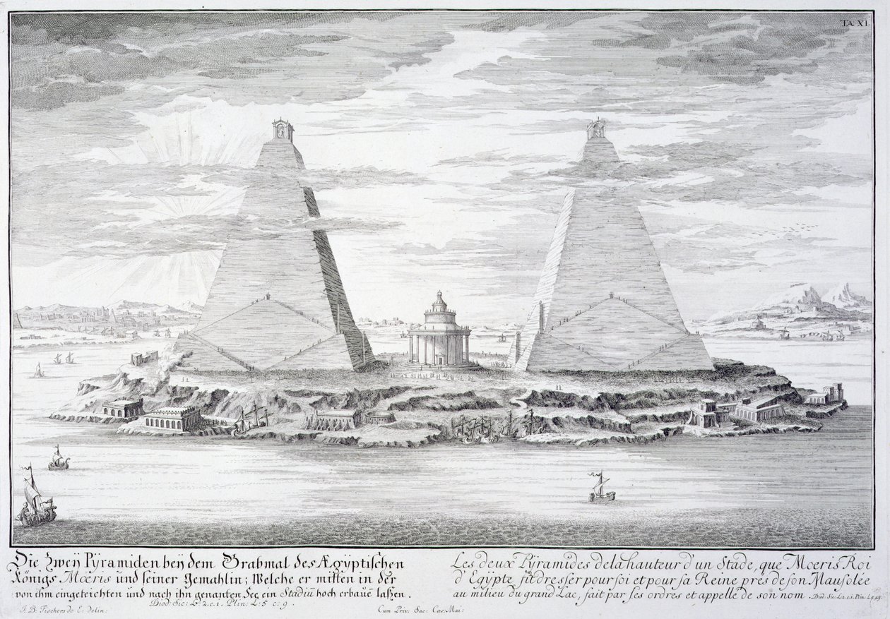 De to pyramider i Moeris, konge af Egypten og hans kone, plade 11 fra 