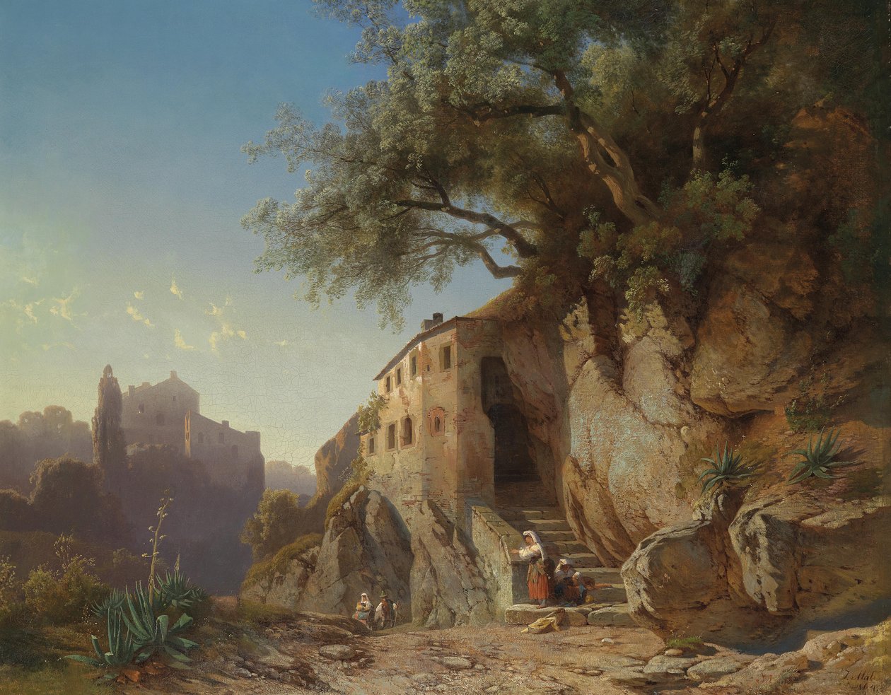Motiv fra den romerske Campagna med hyrder af Johann Cornelis Mali