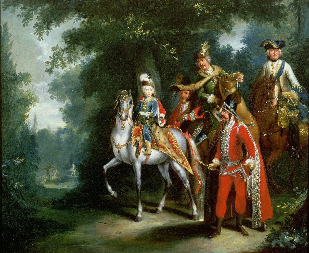 Joseph II, kejser af Tyskland (1741-90), der lærer at ride som seksårig, 1748 af Johann Elias Ridinger or Riedinger