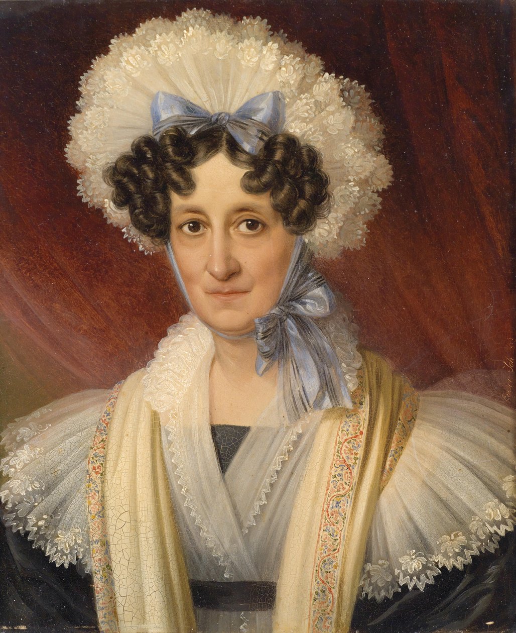 Portræt af en dame med blonderhætte af Johann Ender