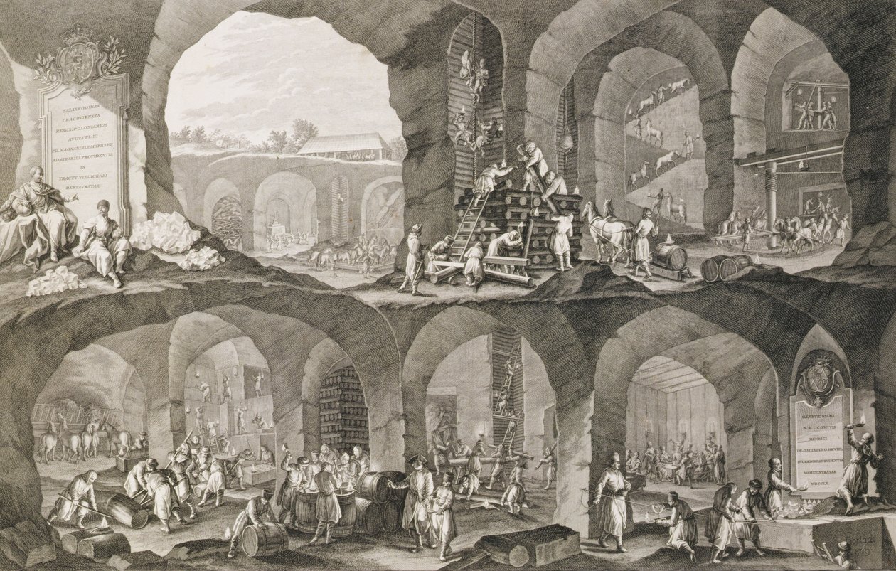 Inde i en saltmine i Wieliczka af Johann Esaias Nilson