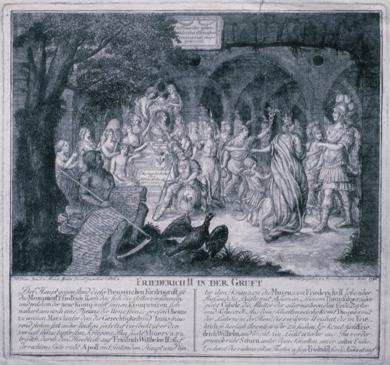 Frederik II i krypten, 1786 af Johann Friedrich Beer