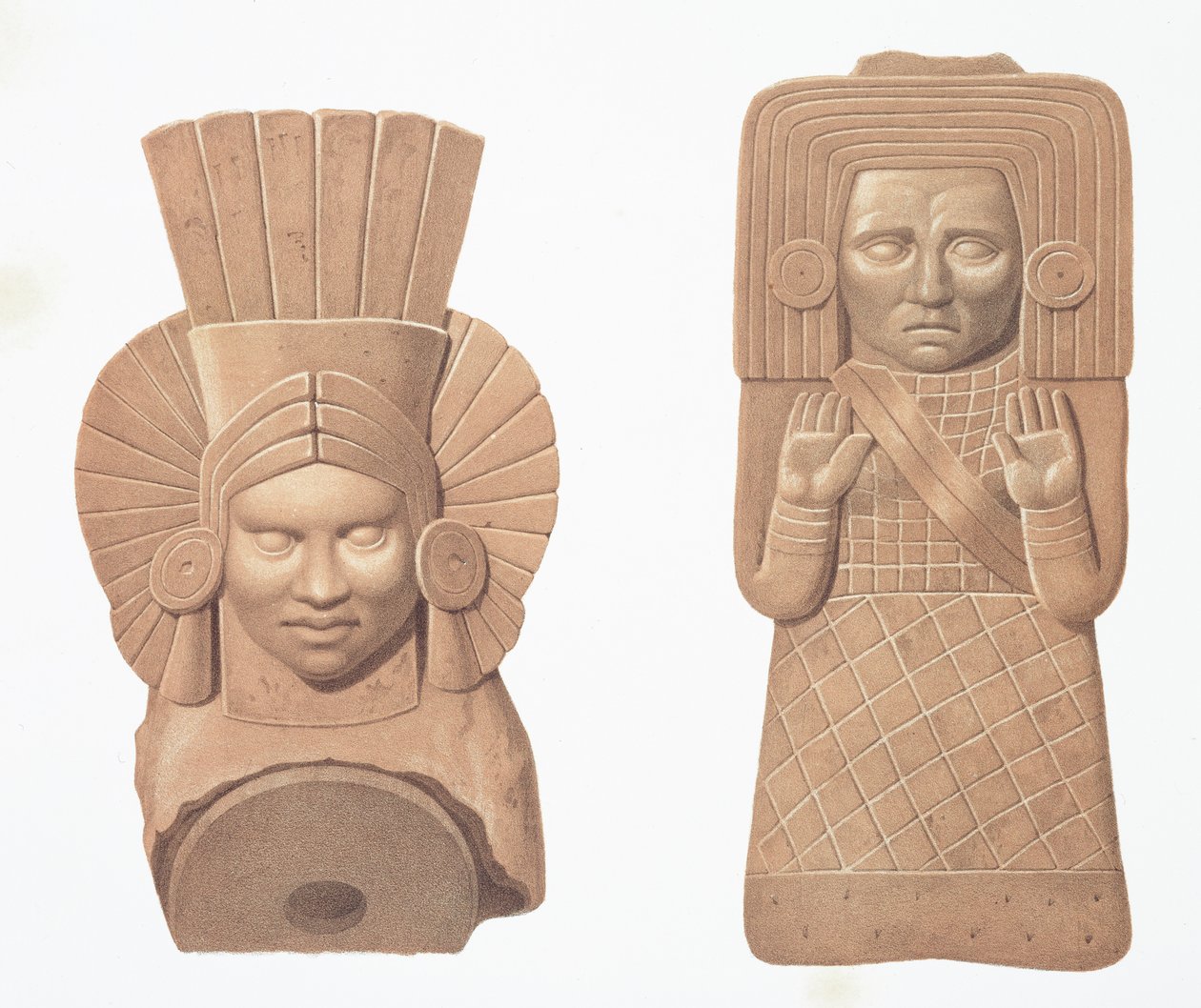 To terracotta figurer af kvinder fra Palenque, plade fra 