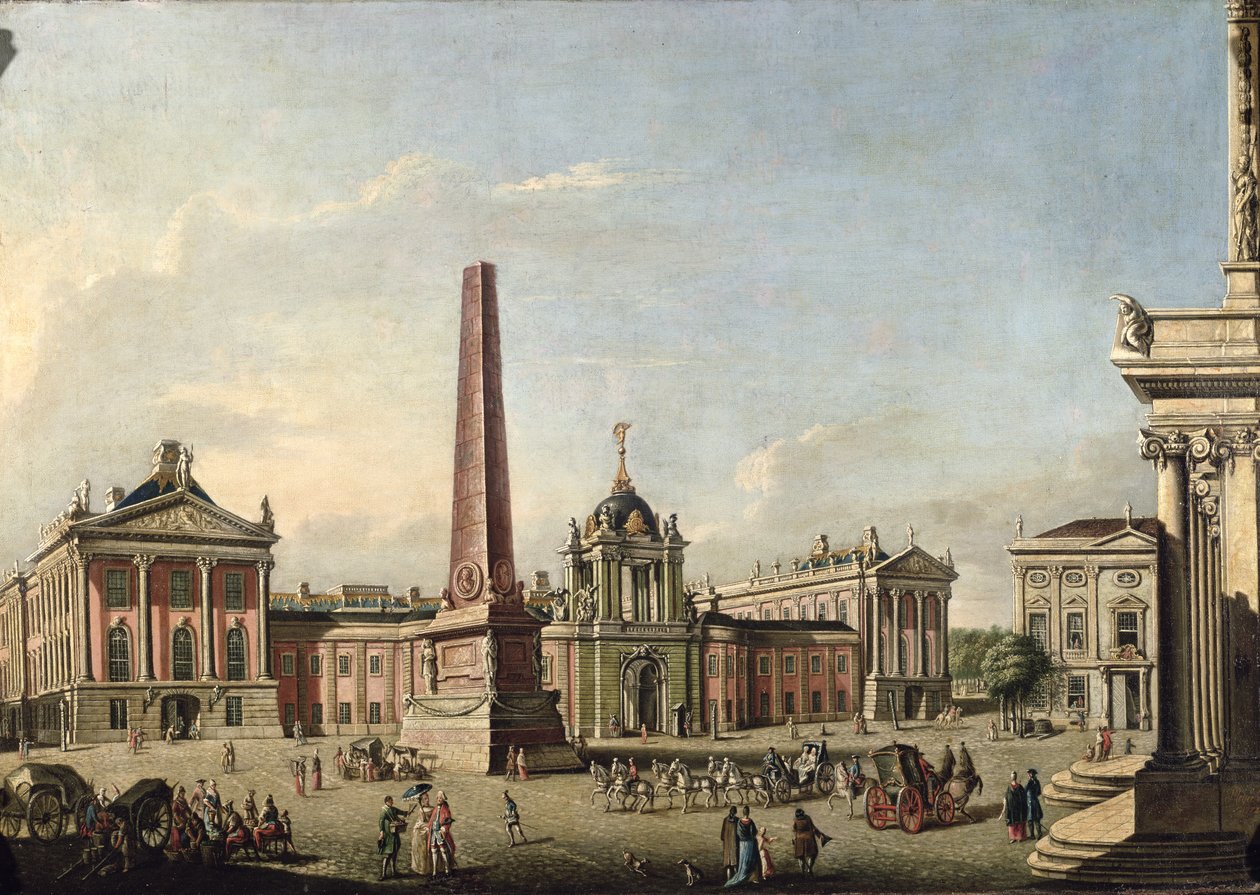 Udsigt over det gamle marked og frontporten til Schloss Sanssouci, 1773 af Johann Friedrich Meyer