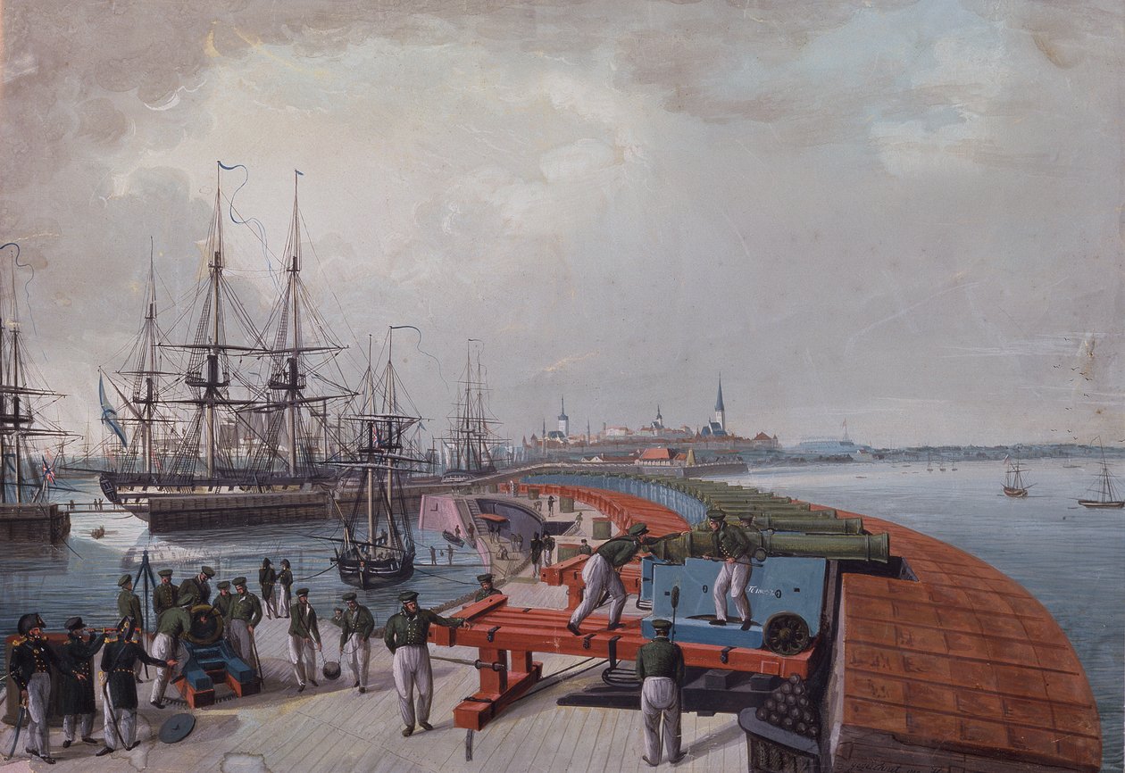 Udsigt over Revel, havnen og det russiske kystartilleri, 1817 af Johann Gau