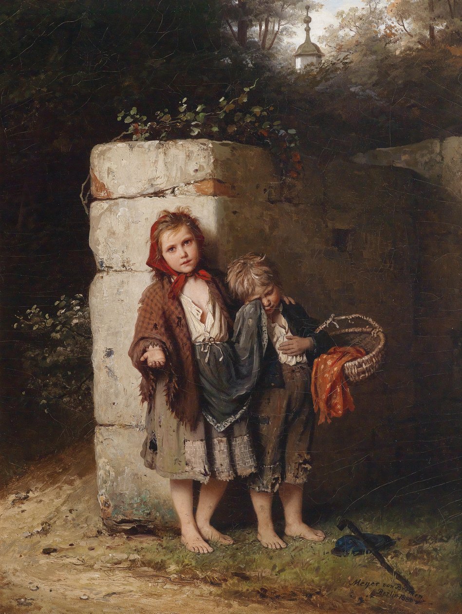 Tiggerbørn, signeret, dateret, indskrevet Meyer von Bremen af Johann Georg Meyer