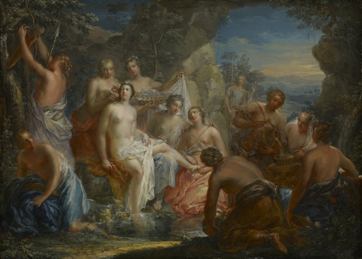 The Bath of Diana, ca. 1730 (olie på kobber) af Johann Georg Platzer