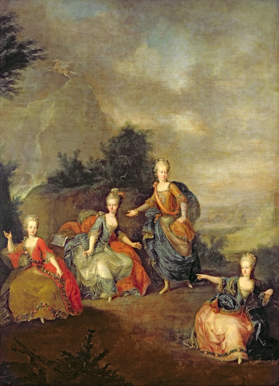 Opførelse af Glucks opera "Il Parnaso Confuso" på slottet Schönbrunn den 24. januar 1765 af Johann Georg Weikert