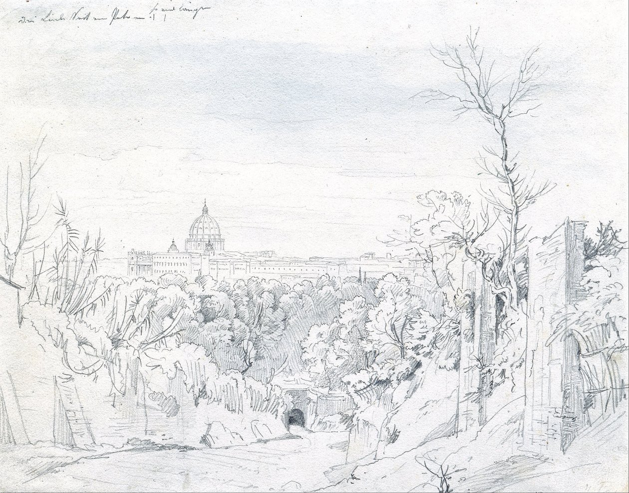 Udsigt over Peterskirken i Rom af Johann Georg von Dillis